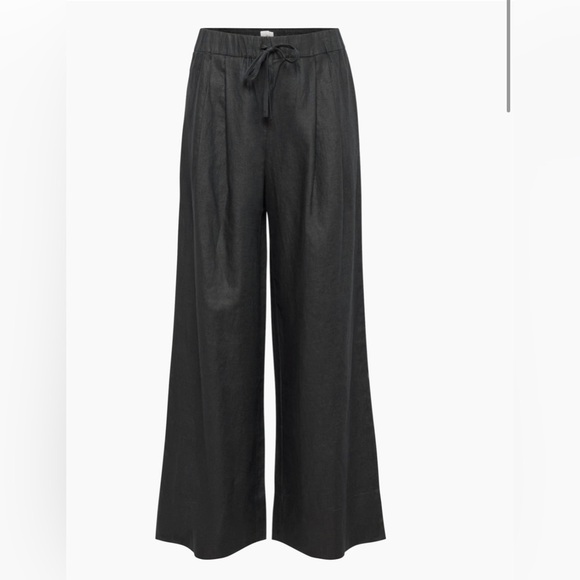 NWT Aritzia Wilfred Globe Linen Pant Relaxed wide-leg mid-rise pants Black Small - Picture 7 of 14